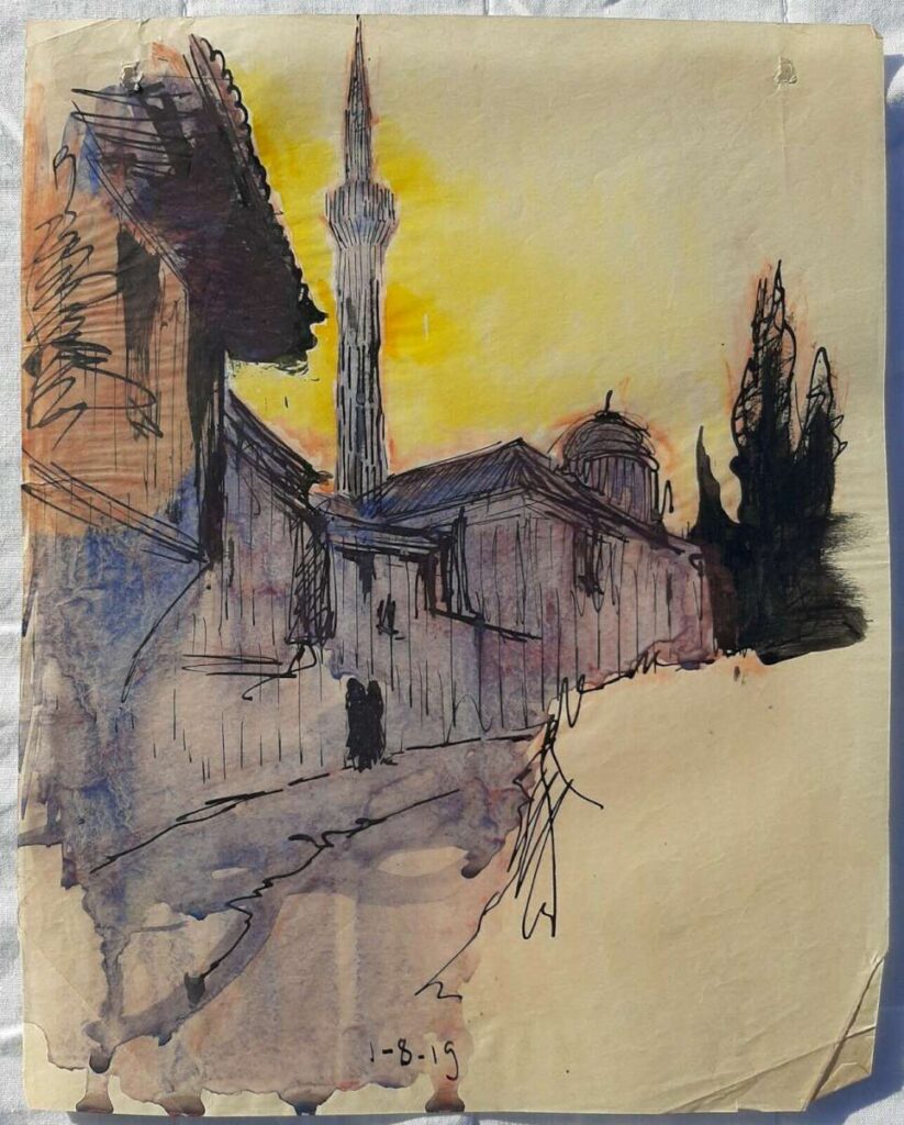 Алберт Лемасон (1892-1982) Улична сцена во Солун, 1917, акварел