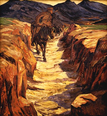 Albrecht Oehme 1876-Tragtier Kollene in Mаzedonien-1914 oil on canvas