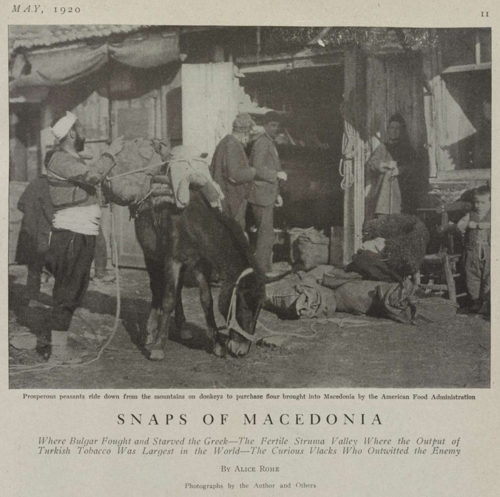 Alice Rohe (1876-1957), “Snaps of Macedonia” photos, 1920, published in Travel. New York : Robert McBride & Company, 1920, vol. 35, no. 1, p. 11.