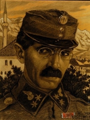 Bela Kron (1884 – 1965) Self-portrait in Macedonia, drawing, 1917