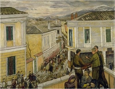 Carel-Weight-1908-1997-Arrival-of-the-British-Troups-in-Kozani-oil-canvas-1946