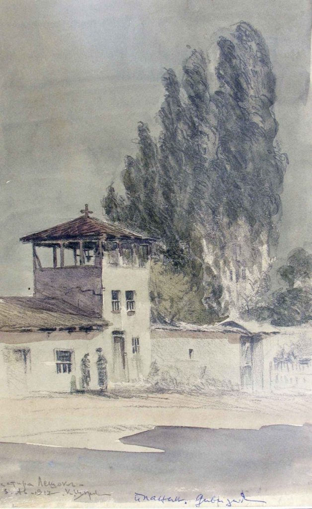 Constantine-Shtarkelov-1889-1960-Leshok-Monastery-1917-watercolor