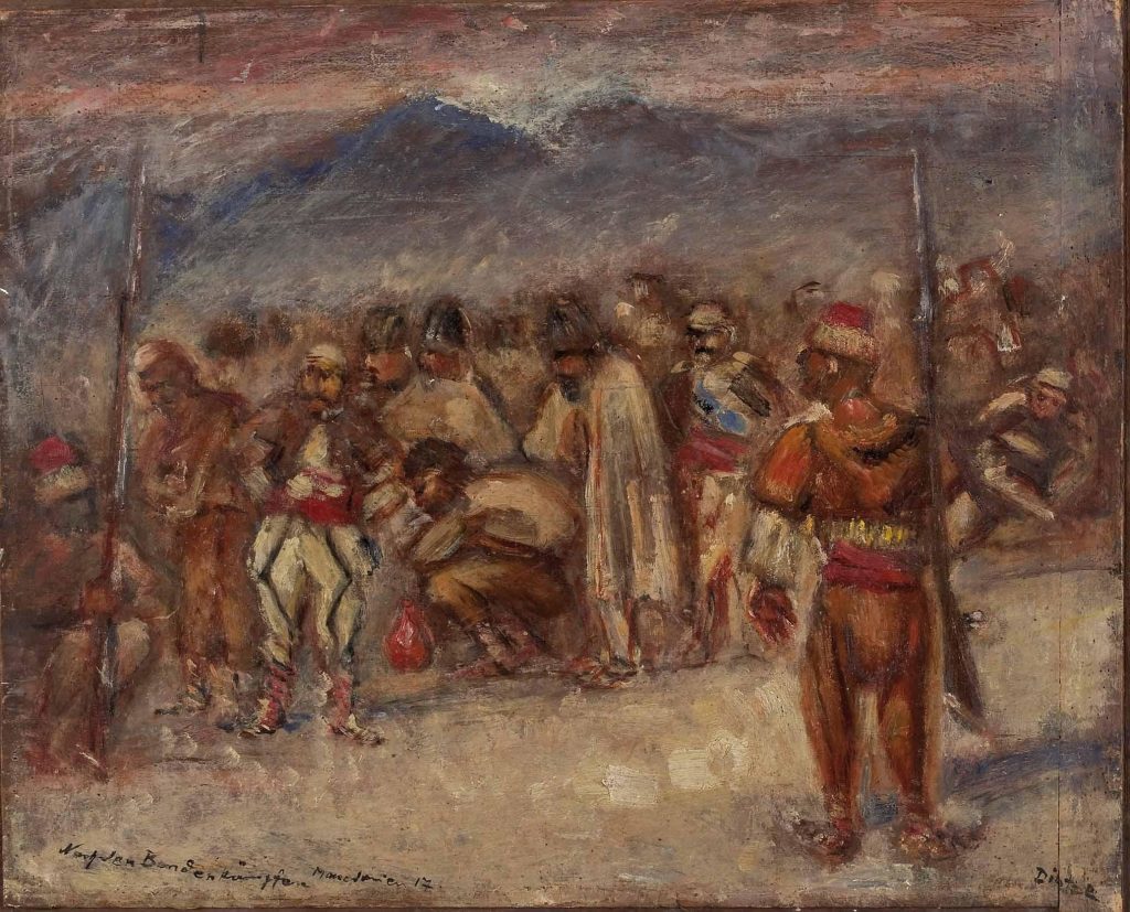 Ernst-Richard-Dietze-1880-1961-In-the-bandit-camp-Macedonia-1917-oil-on-panel