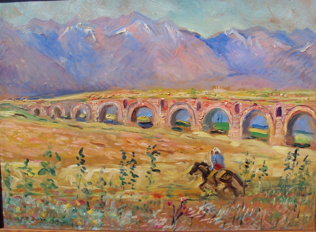 Ernst-Richard-Dietze-1880-1961-Rider-near-the-Skopje-viaduct-1917-oil-on-panel