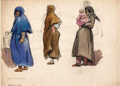 Eugenė Delécluse (1882-1972), Study of three women, Salonika 1917