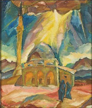 Franz Markau (1881 –1961) Ushkub (Skopje) small mosque, 1919 oil tempera on canvas