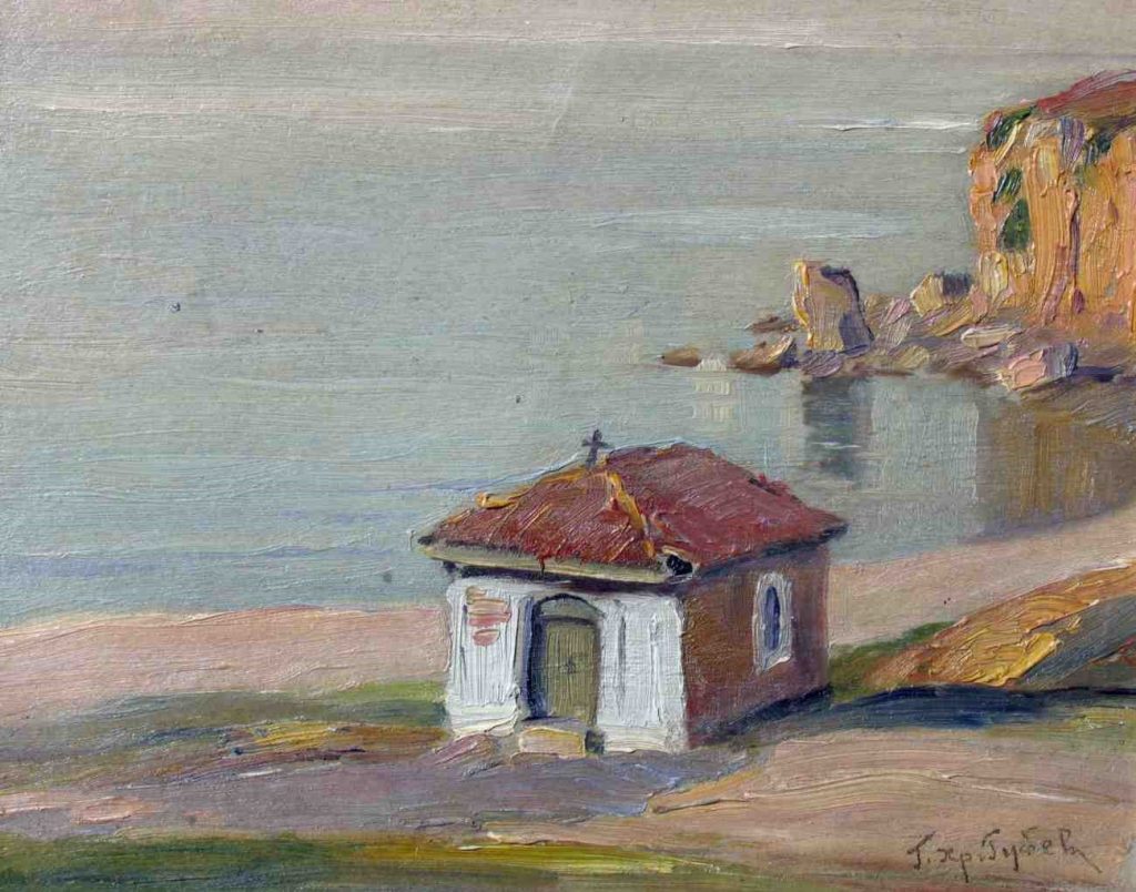 Georgi Hristov Rubev 1894-1975 Ohrid Lake 1942 oil on canvas