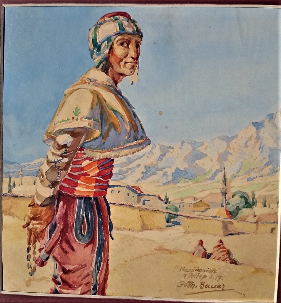 Gotthard Bauer (1887 -1976),Prilep 1917, gouache-watercolor