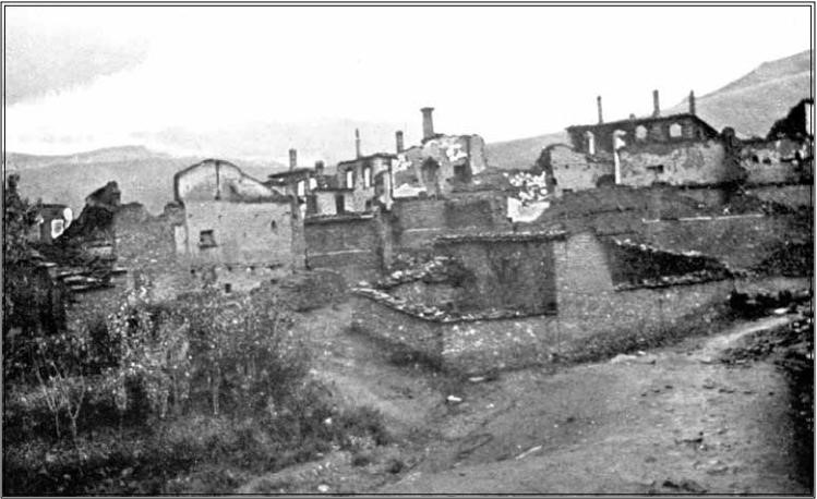 уништеното село Загоричани после илинденското востание, 1904, фотографија