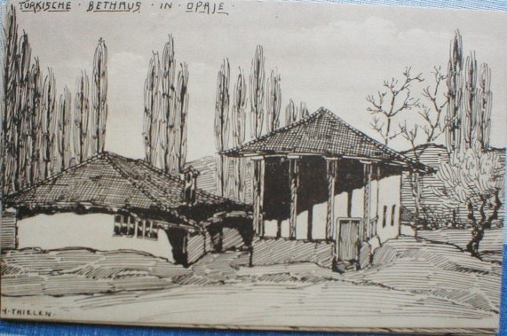 Herman Thielen 1867-1930 Turkish bet house in Opaje ink drawing