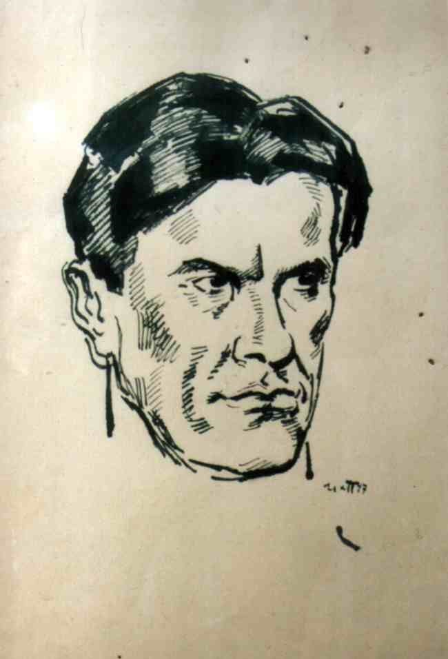 Ilya-Petrov-1903–-1975Portrait-of-N.J.Vapcarov-ink