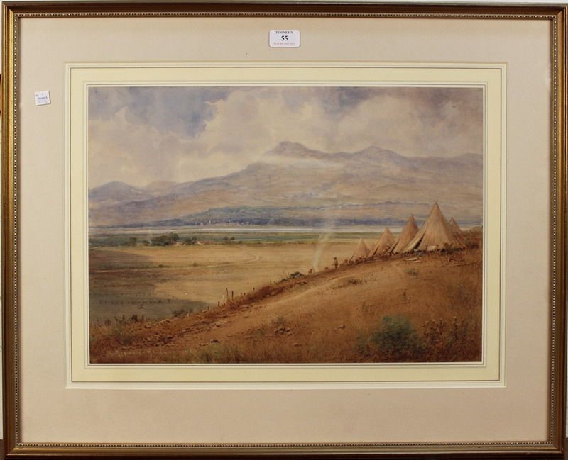 John Reginald Goodman 1870-1962 View of a military camp in the valley to Vardar 1916 watercolor