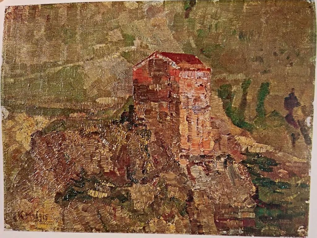 Коста Миличевиќ (1877-1920) Кулата на крчмарката Јања, Велес 1915, масло на платно