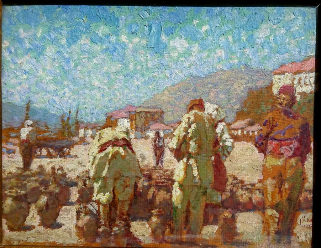 Пазар на грнци, Штип, 1925, масло на панел