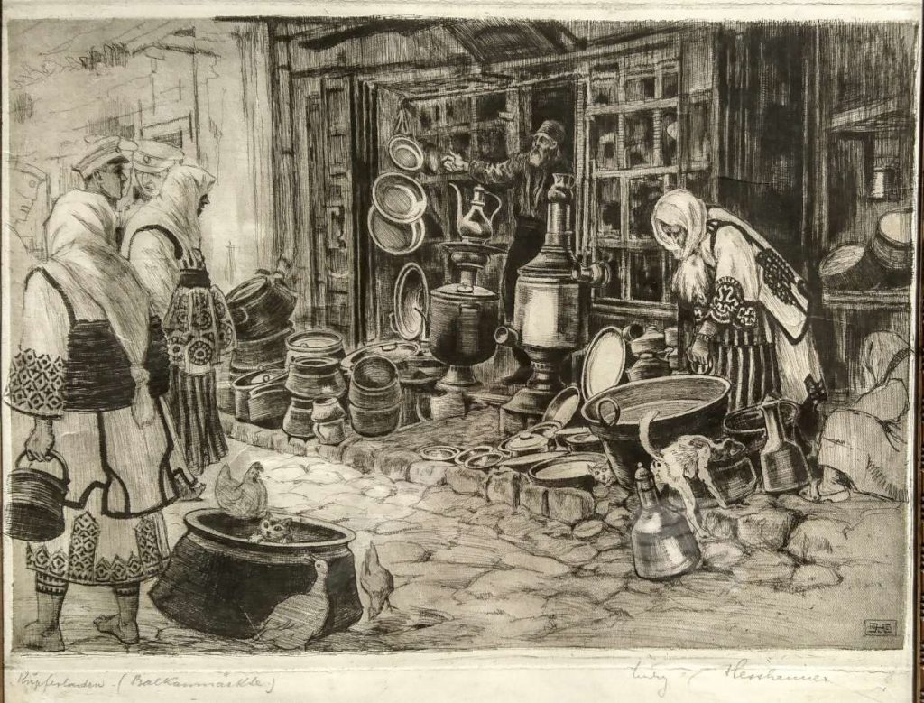 Ludwig-Hesshaimer 1872-1956 Copper seller etching