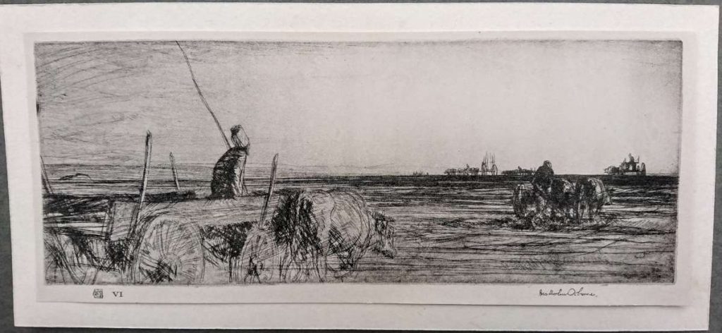 Malcolm-Osborne-1880-1963-Trekker-of-the-plain-near-Dojran-1917-etching