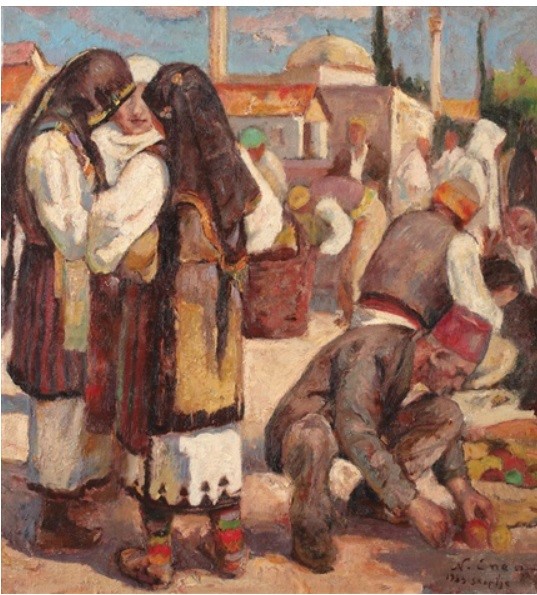 Nicu Enea 1897-1960 Fair in Skoplje 1933 oil on canvas 1927