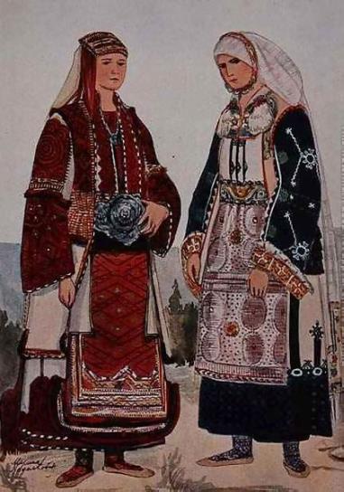 Македонски девојки, акварел