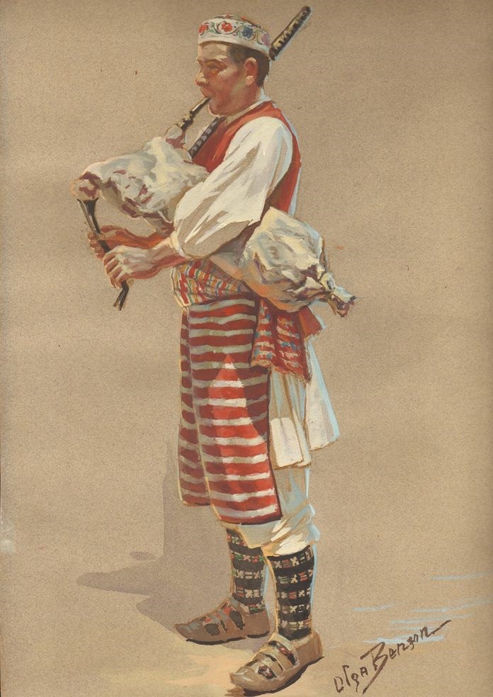 Македонска народна носија, 1930, акварел