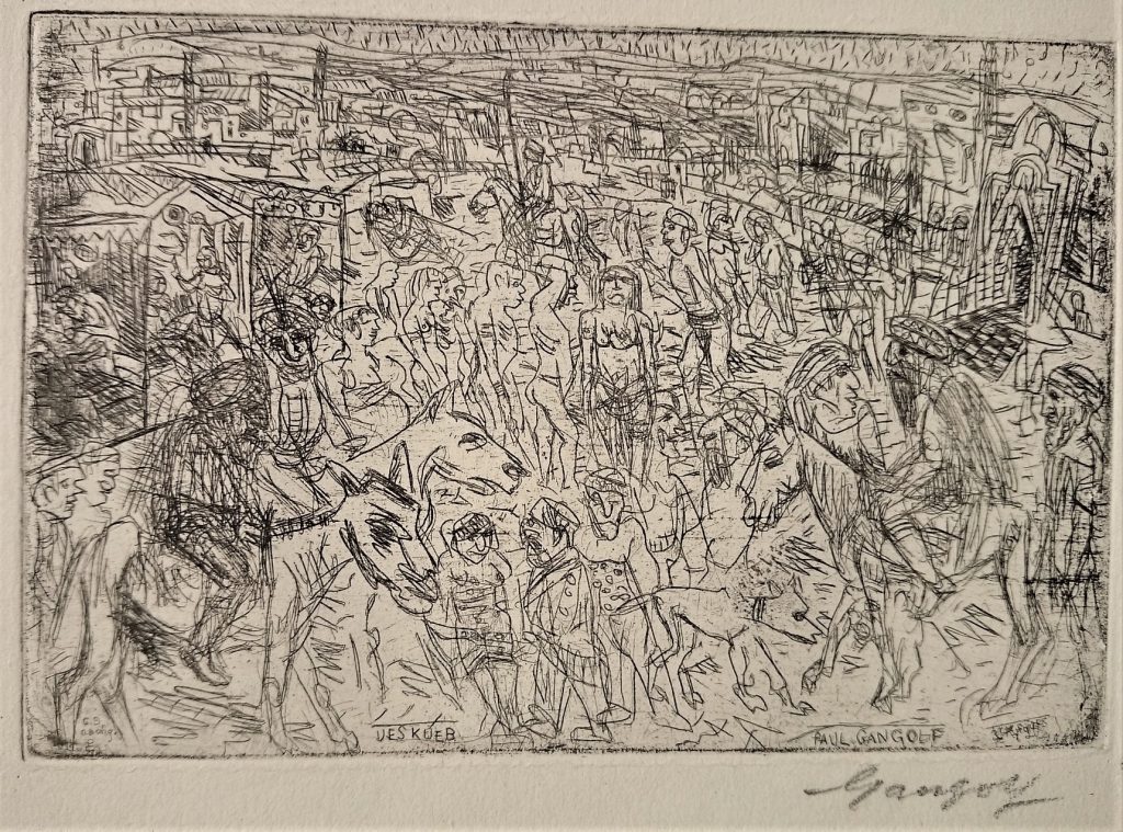 Paul Gangolf 1879-1936 Ueshkeb Skopje etching 1916