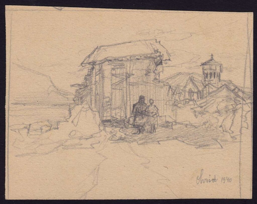 Pavle Ruzicka (1888-1965) Ohrid 1940, pencil drawing