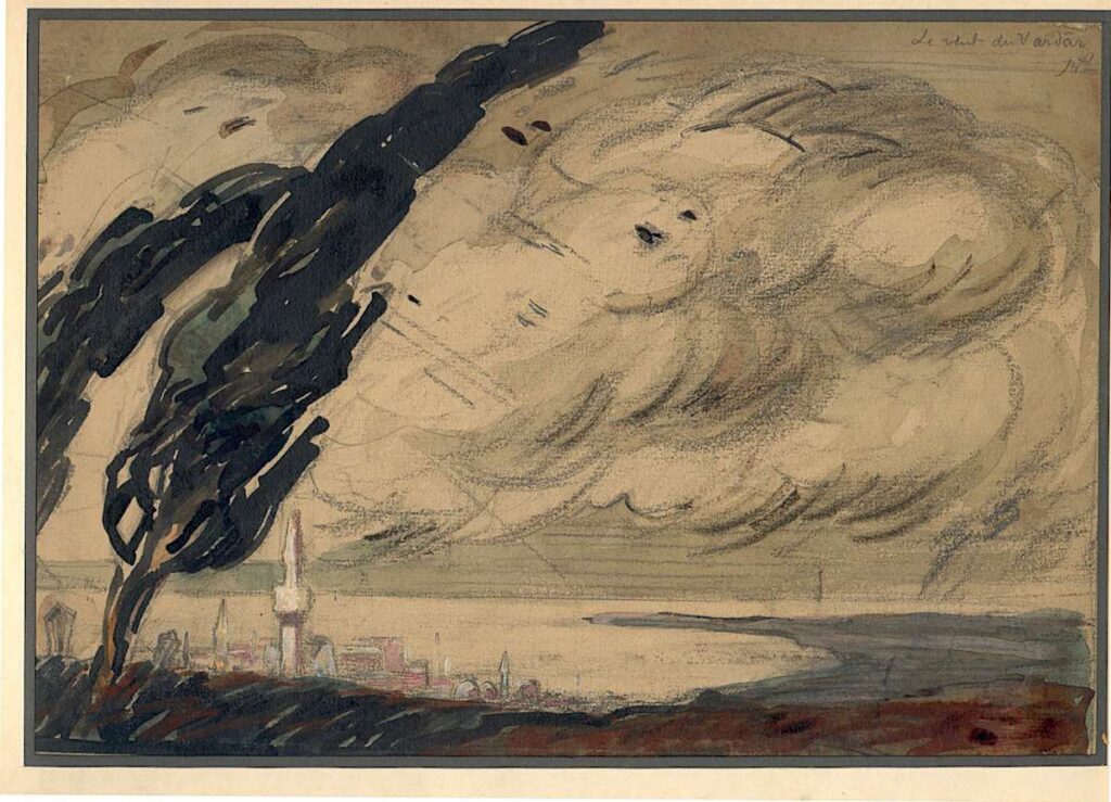 René Préjelan (1877-1968) Wind from Vardar near Thessaloniki 1916, watercolor