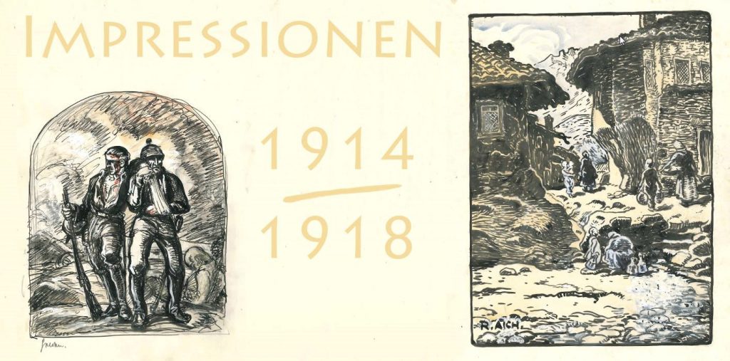 Richard Aich 1886 1975Impressions 1914 18 Exhibition of this WW1 drawings Sulzfeld Germany