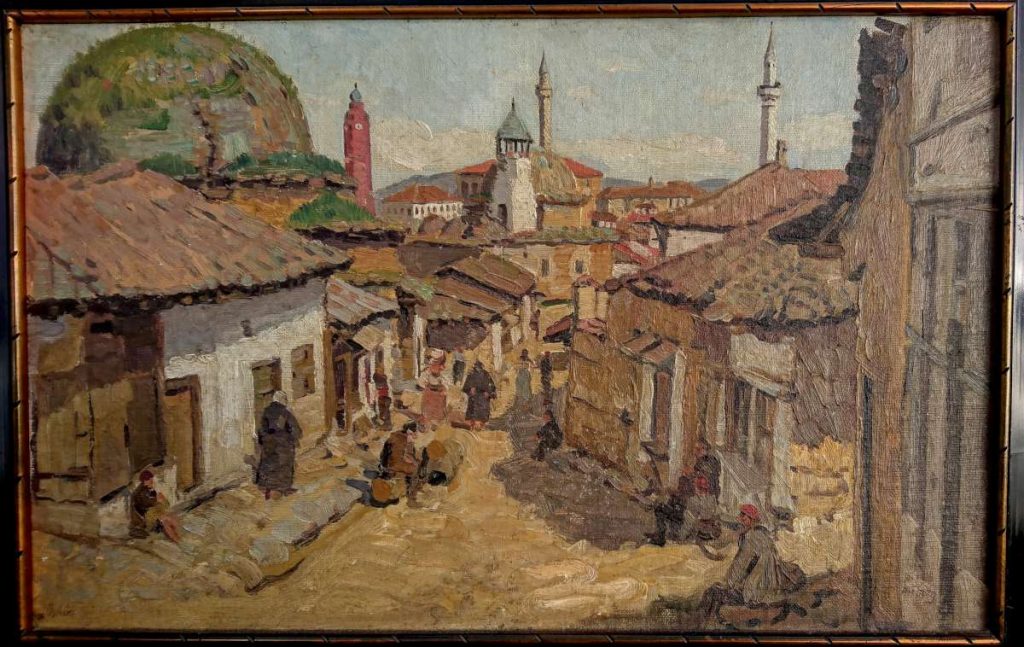 Robert Haag 1886-1955 View of Skopje 1918 oil on panel