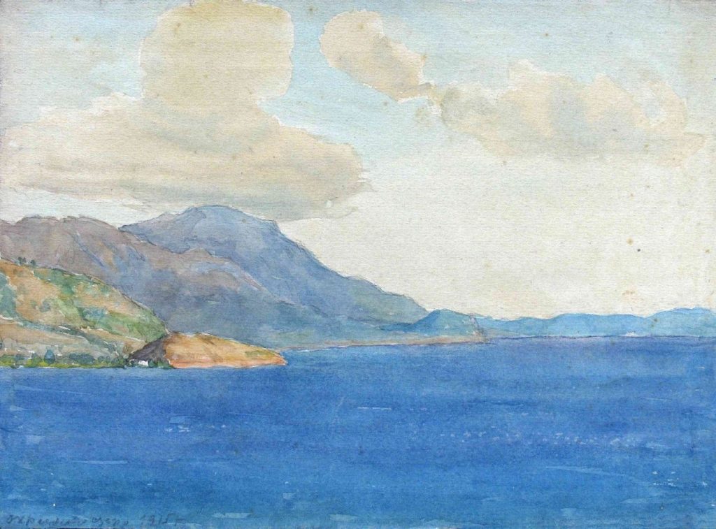 Stanyo-Stamatov-1887-1963-Lake-of-Ohrid-1915-watercolor