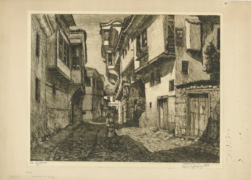 Tomislav-Krizman-1882-–-1955-Street-in-Ohrid-1926-etching