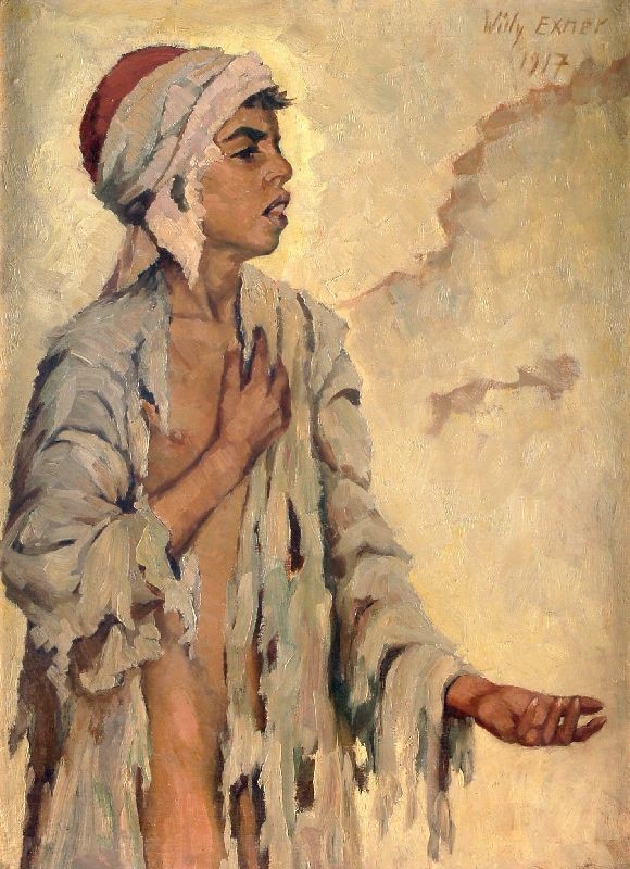 Willy Exner 1888-1947 Oriental Beggar-Skopje 1917 oil on canvas