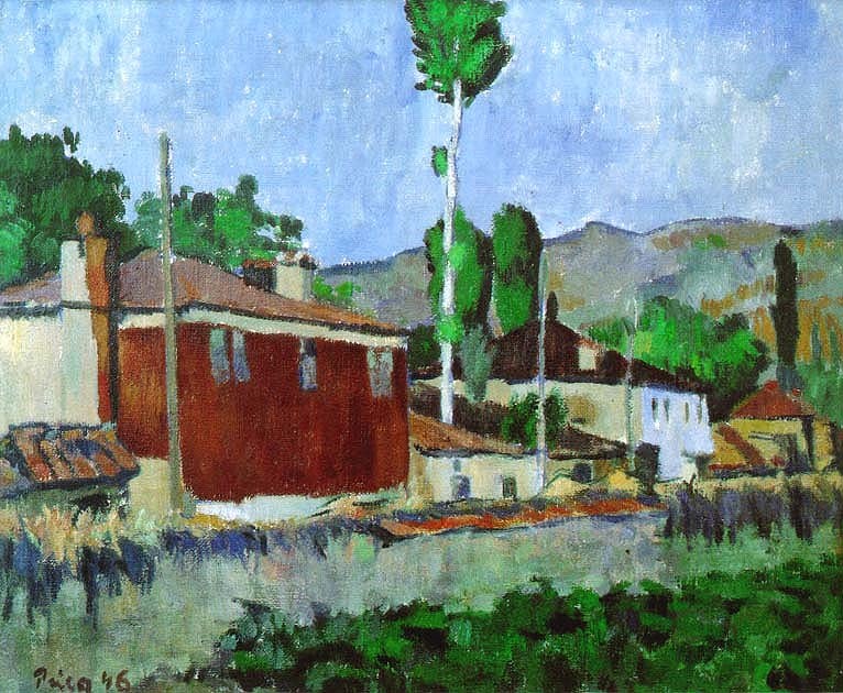 Zlatko-Prica-1916-2003-Houses-in-Ohrid-1946-oil-on-canvas